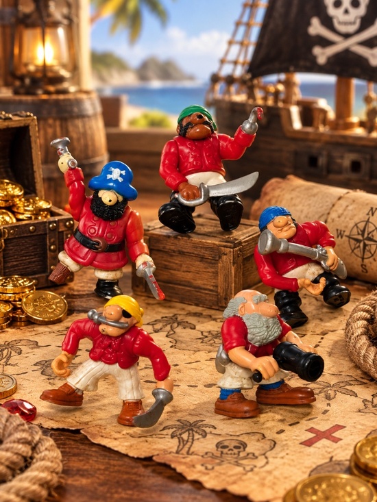 Fisher-Price Other - Vintage Fisher Price Great Adventures Pirate Ship Figures Lot of 5 1994 1995